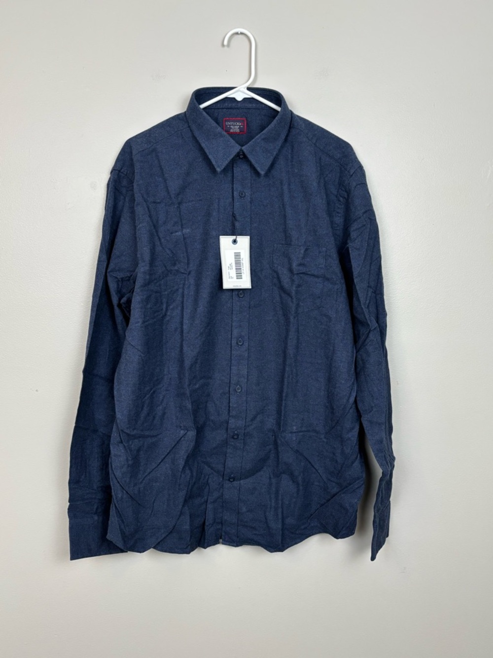Untuckit Shirt Mens XXL Blue Fuligni Light Flannel Tall Slim Fit Long Sleeve